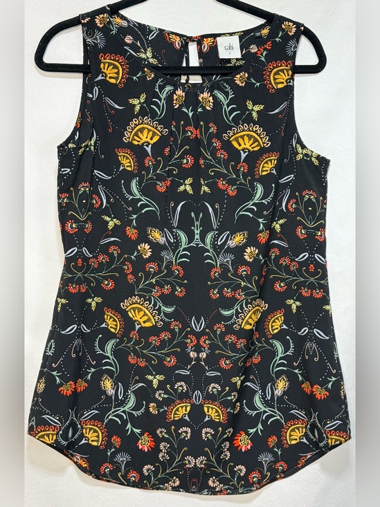 CAbi Tops - Cabi Tudor Floral Chiffon Sleeveless Blouse Tie Back S